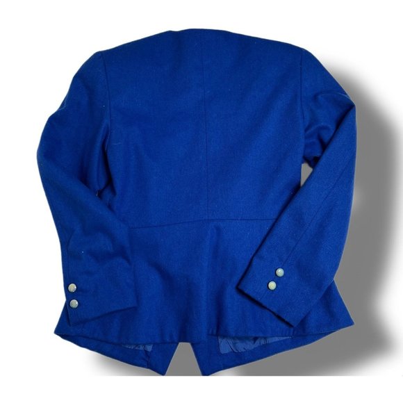 Vintage 80s Angie Monoco Blue Wool Blazer Size Medium - Picture 2 of 9